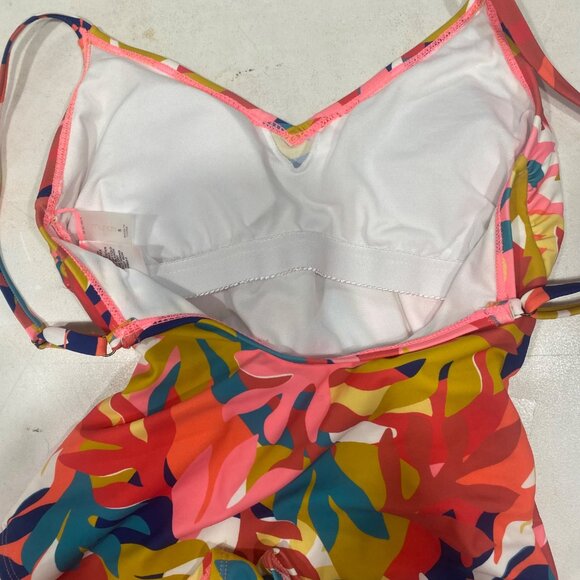 Womens Tropical Floral One-Piece Swimsuit With Adjustable Straps & Waist Tie Nyl - Picture 6 of 14